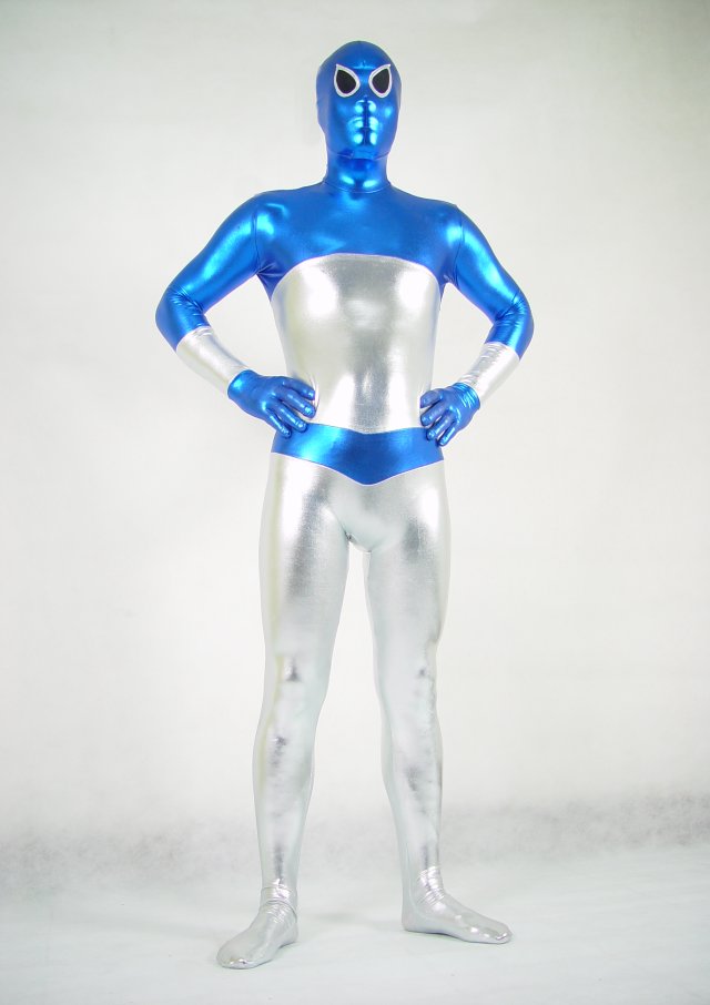 Blue Silver Halloween Costumes Zentai